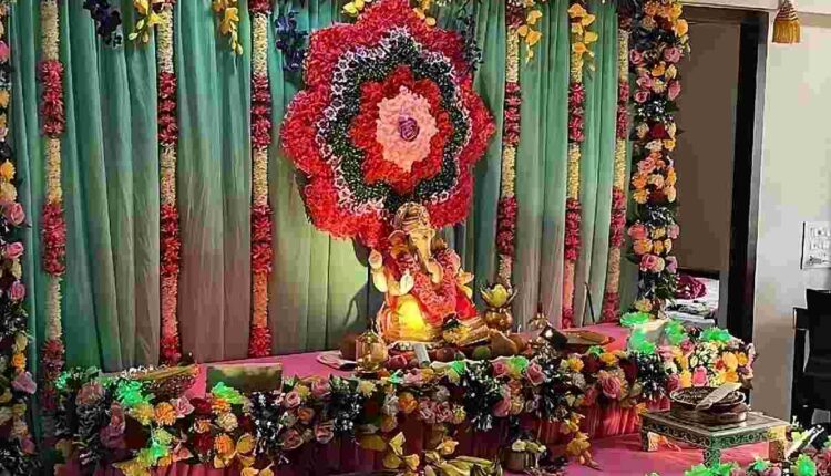 Artificial Flower Decoration For Ganpati At Home