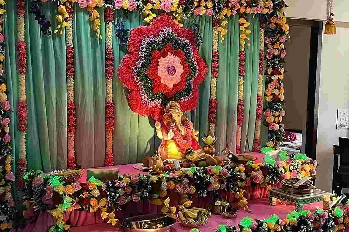 Artificial Flower Decoration For Ganpati At Home