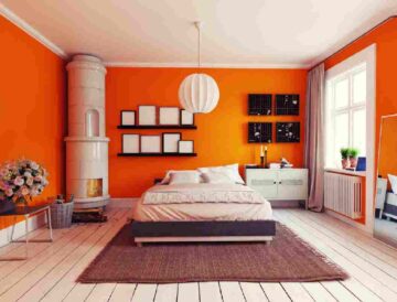 Orange Two Colour Combination For Bedroom Walls