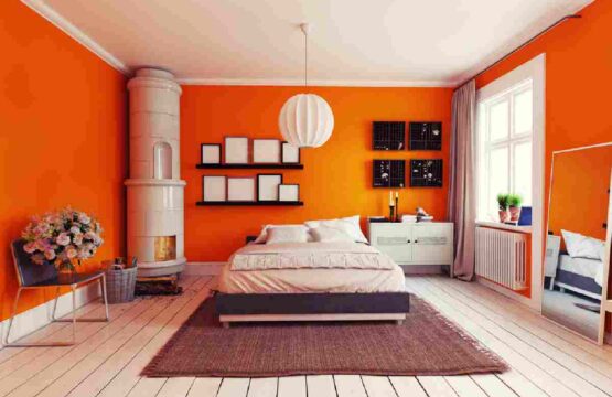 Orange Two Colour Combination For Bedroom Walls