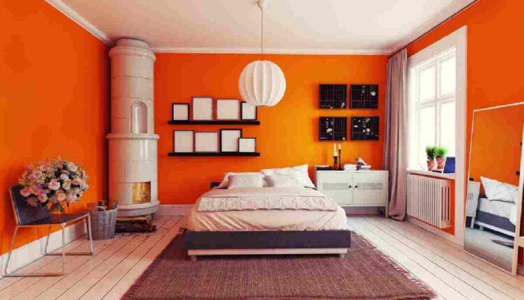 Orange Two Colour Combination For Bedroom Walls