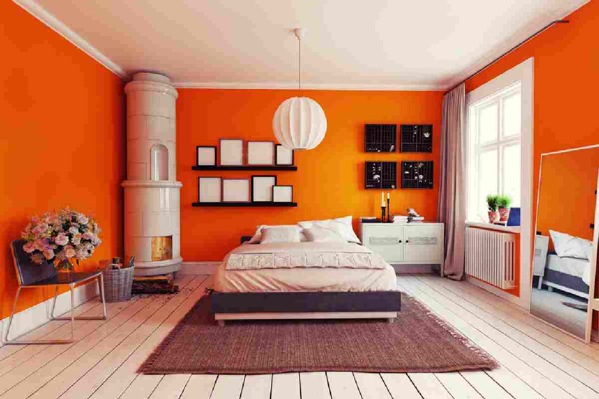 Orange Two Colour Combination For Bedroom Walls